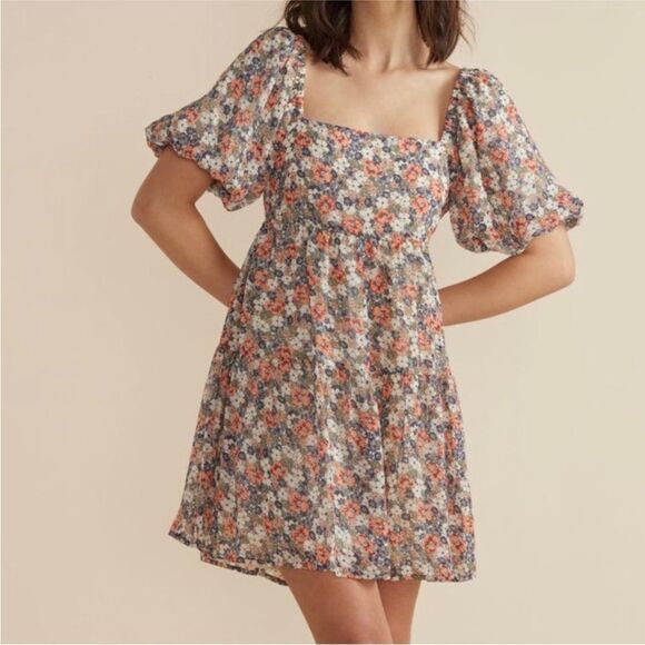 MINKPINK x Revolve Floral Puff Sleeve Sundress XS - Picture 1 of 9